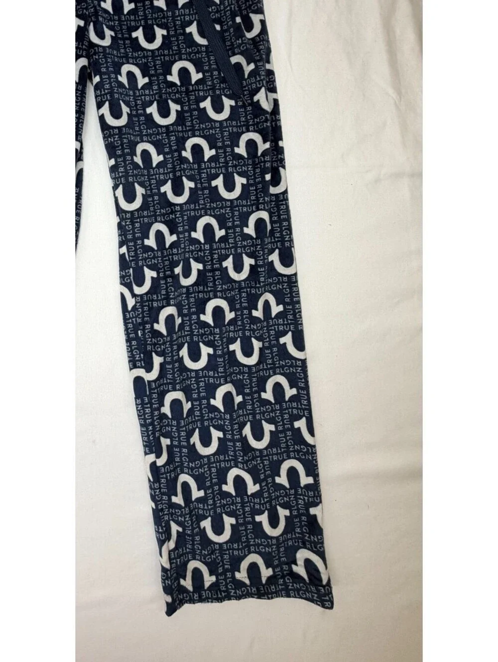 True Religion Men's Pajama Pants Loungewear Drawstring Logo Size S Blue